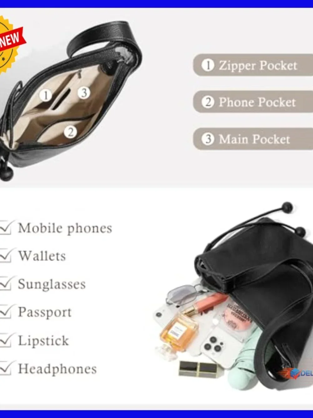 Genuine Leather Hobo Tote Bag with Adjustable Crossbody Strap